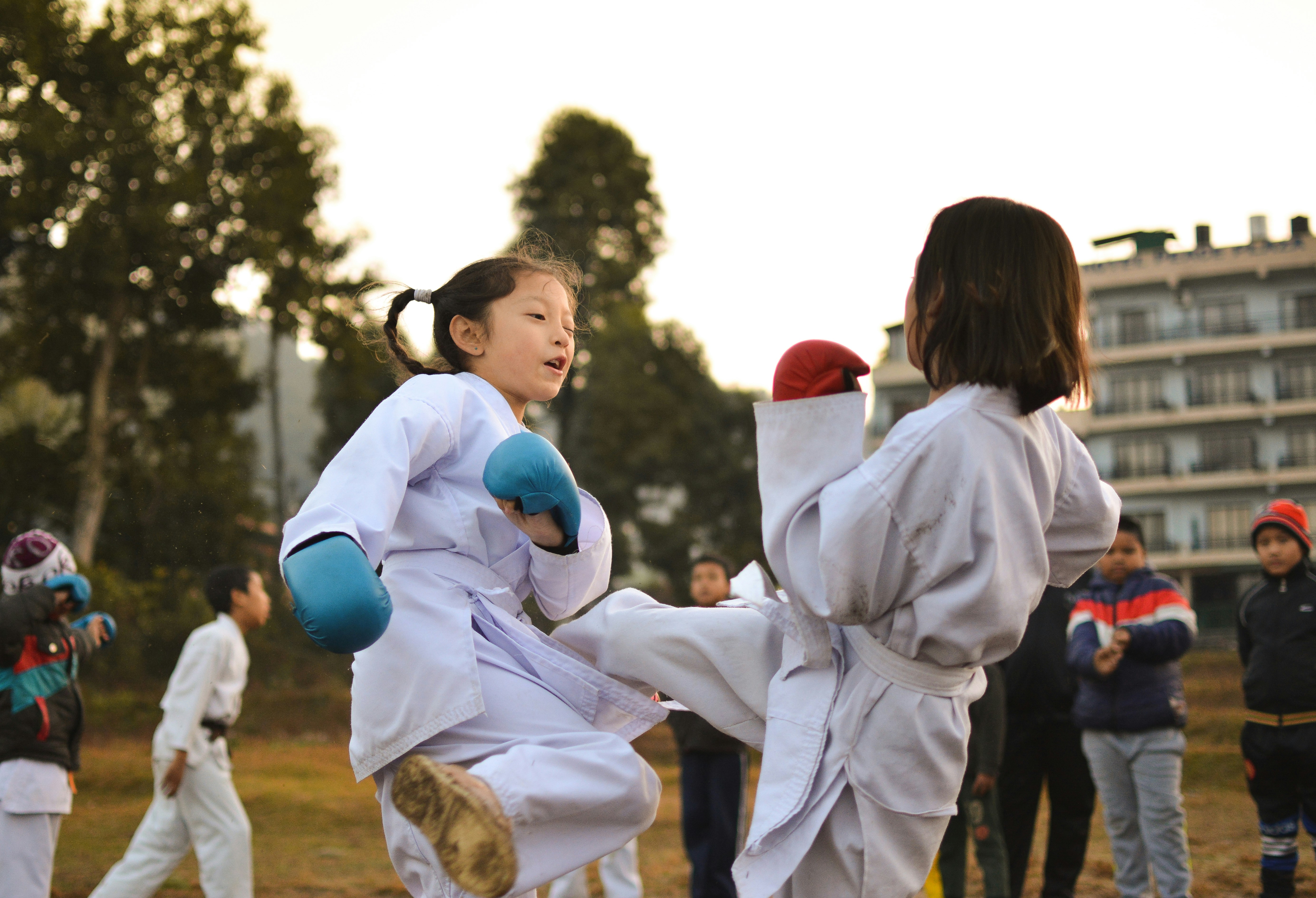Children practicing martial arts