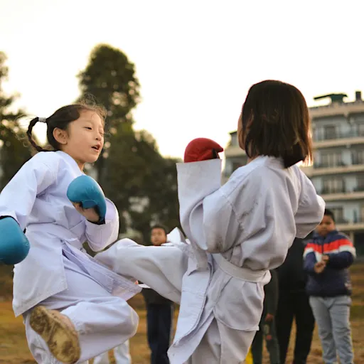 Children practicing martial arts
