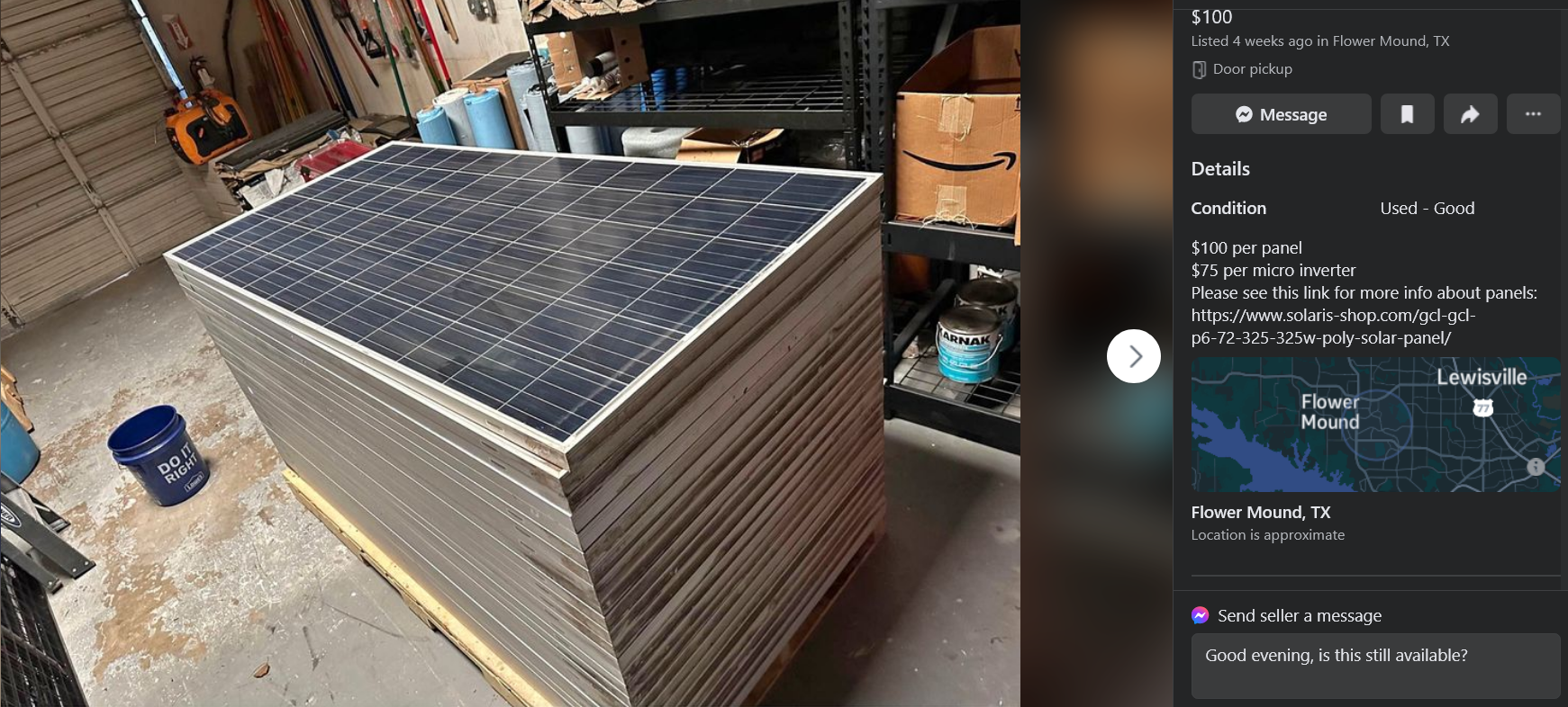 facebook marketplace used solar panels