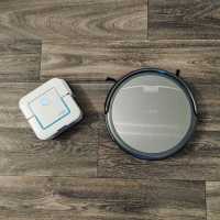 Overhead photo of iBraava jet robot mopper and ILIFE robot vacuum