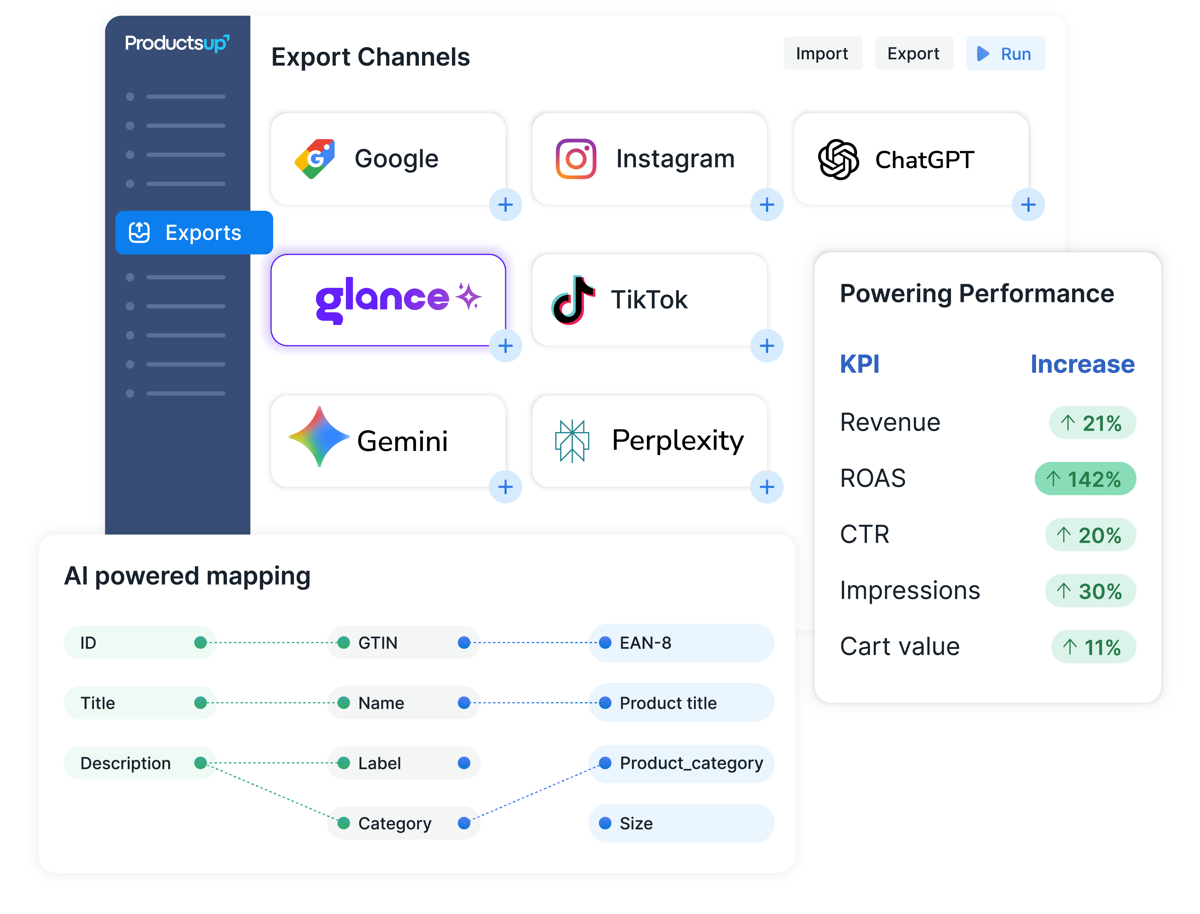 Glance shopping agent showing matched product recommendations