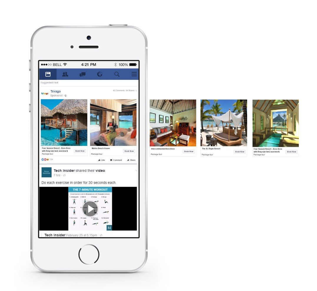 How Facebook Dynamic ads for Travel will appear in a newsfeed