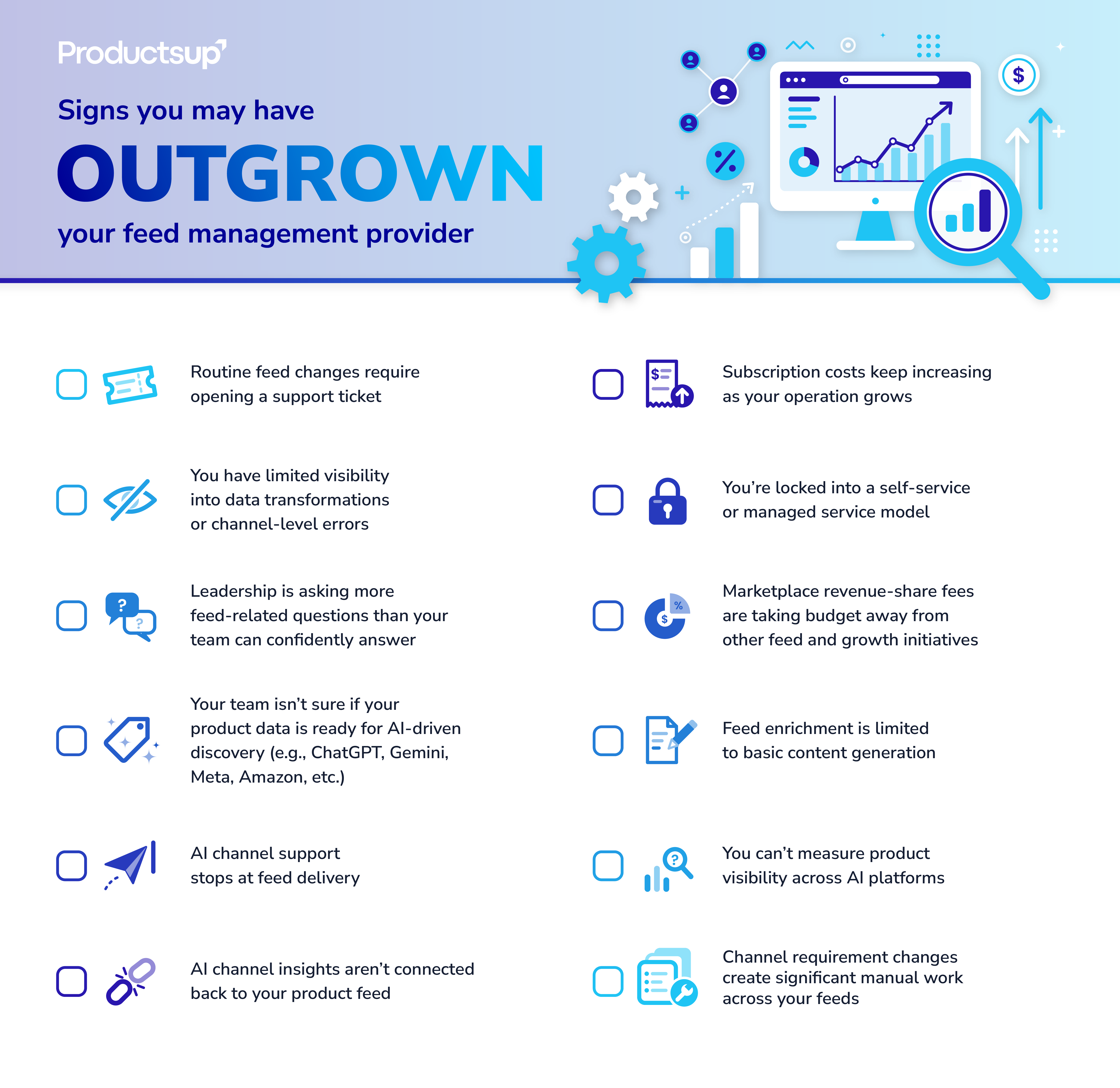 Signs you may have outgrown your feed management provider checklist