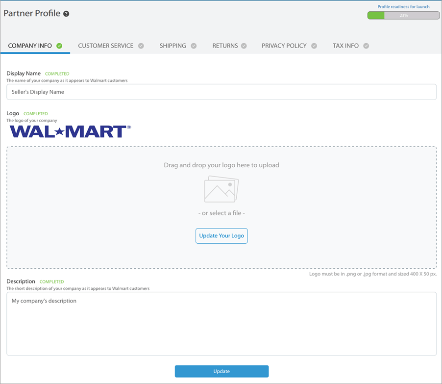 Walmart marketplace partner profile