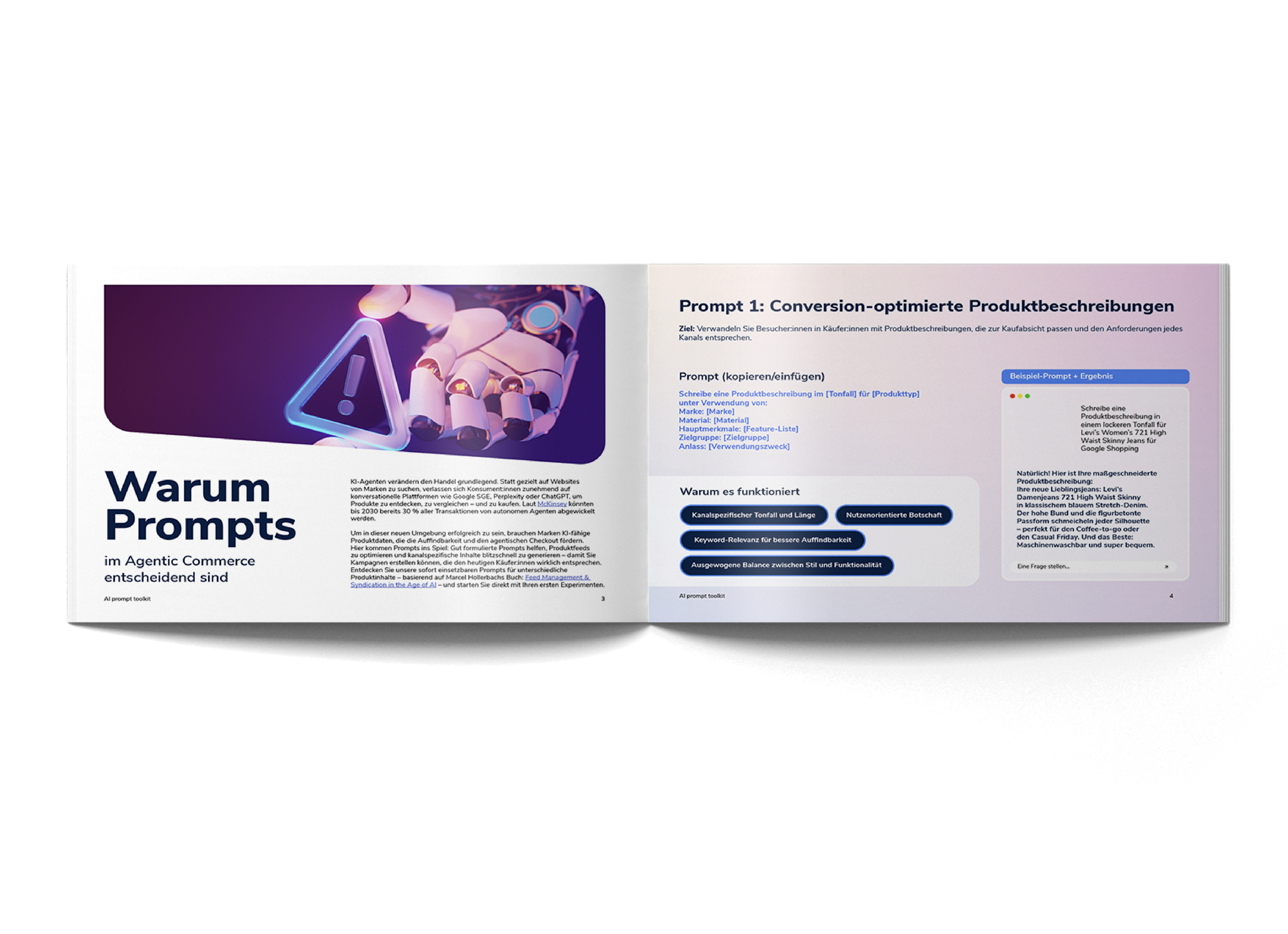 AI prompt toolkit DE innter pages mockup copy