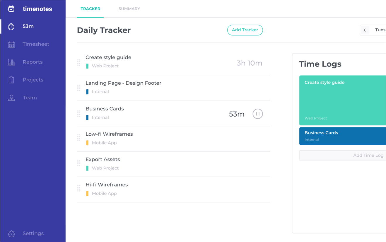 Preview of the Timenotes project