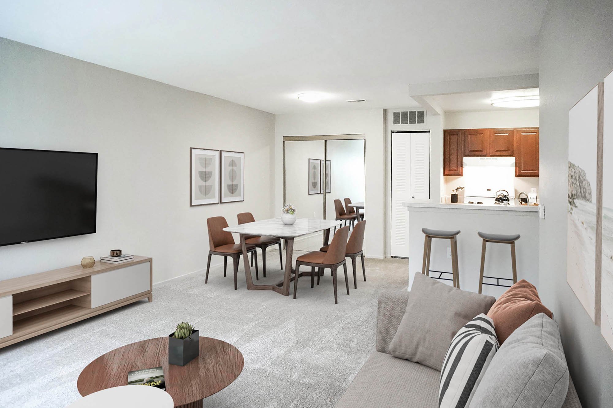 The Huron River - 1 Bed 1 Bath - Living Room