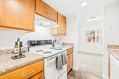 Schooner - 2 Bed 1 Bath - Kitchen - Brown Cabinets