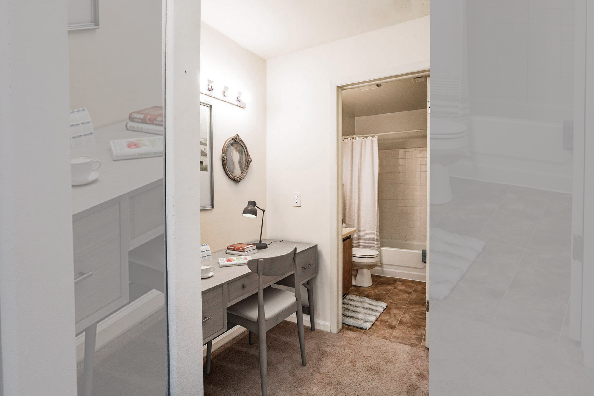 The Elm - Studio - Closet and Bathroom Area