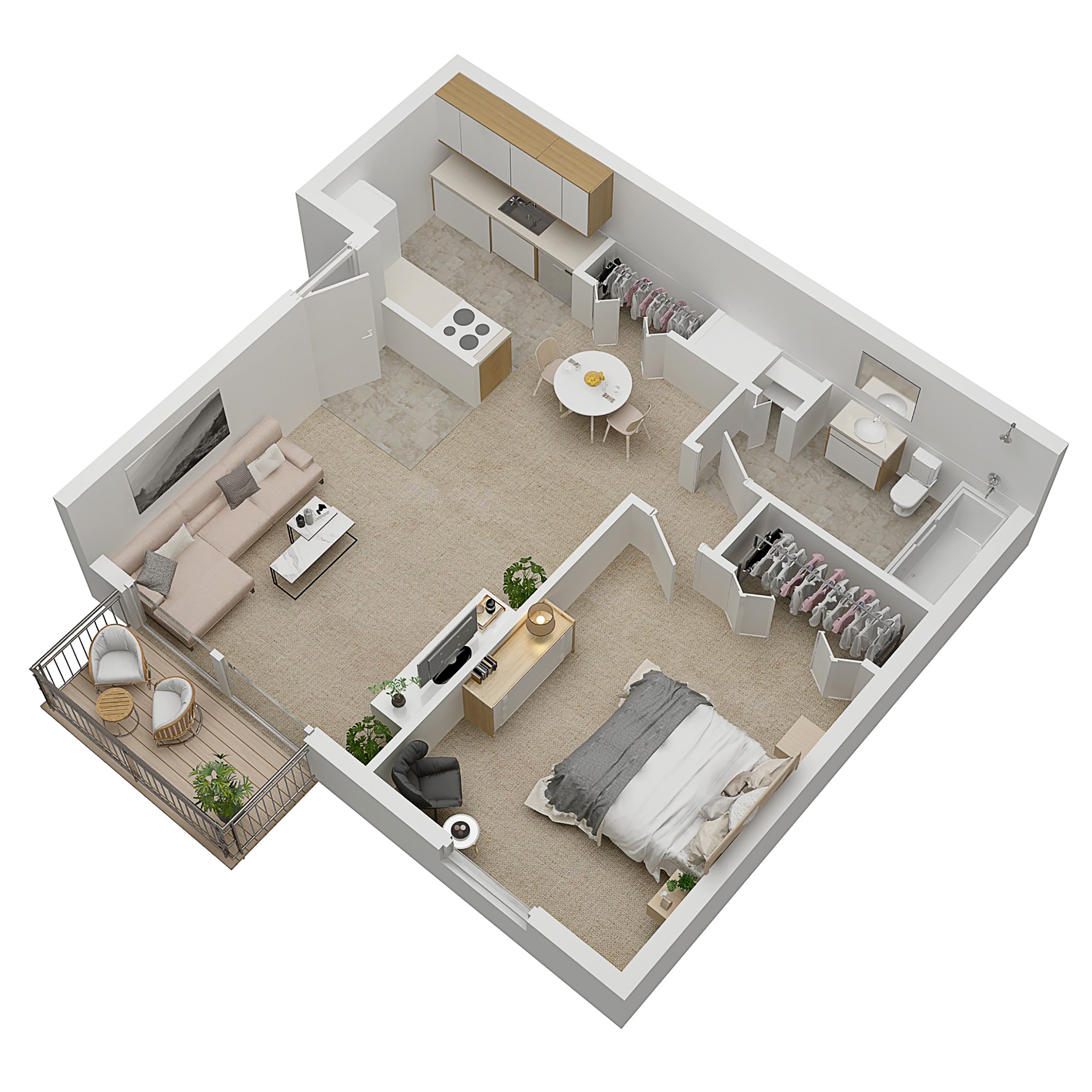 Floorplan Algonac for Aspen Chase apartments in Ypsilanti, Michigan