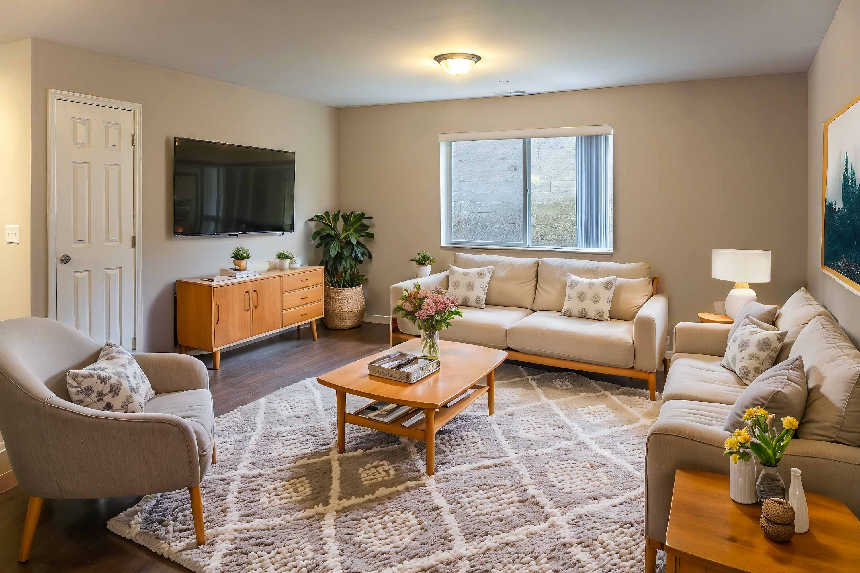 Washington - 1 Bed 1 Bath - Living Room