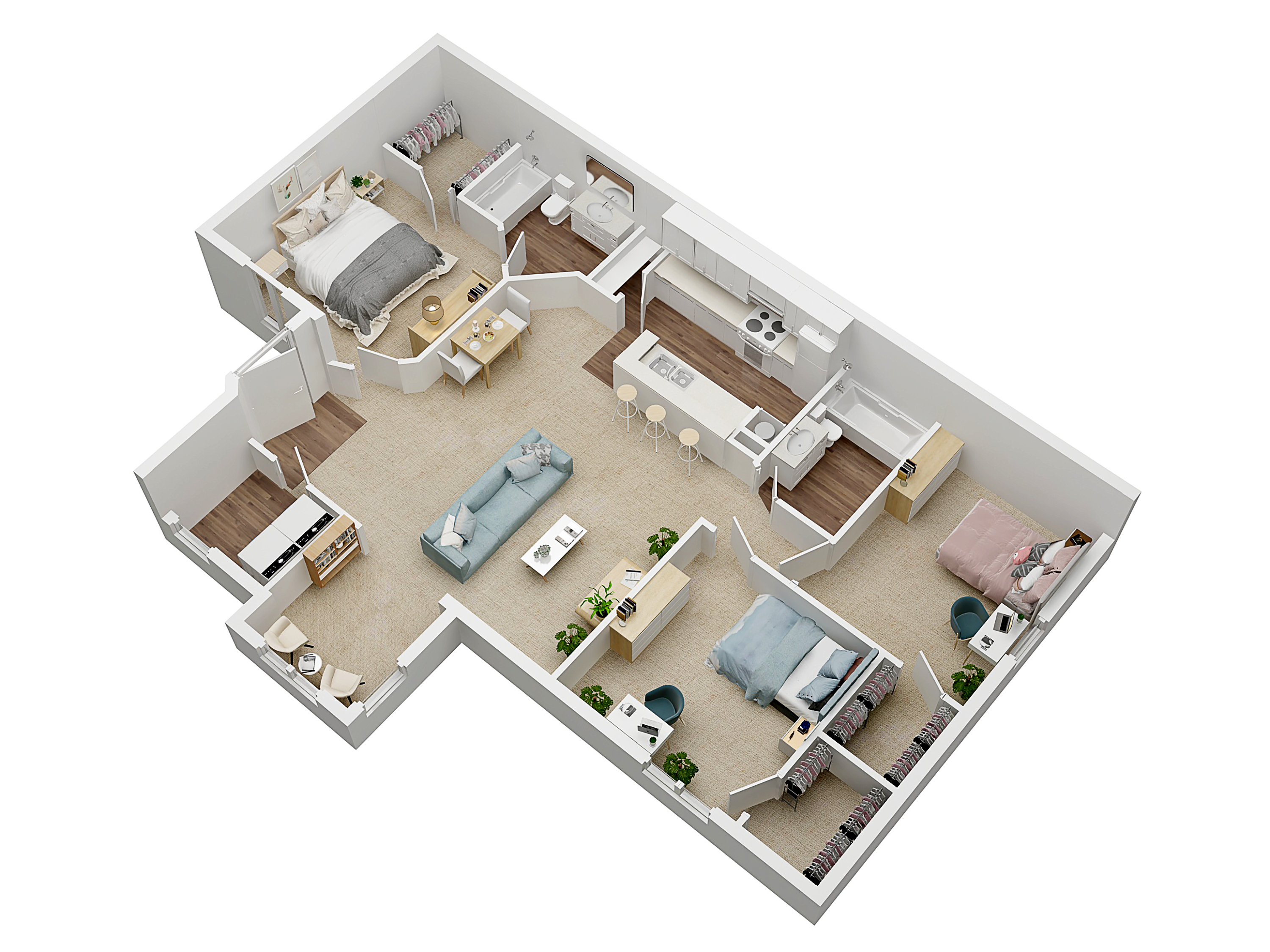 Floorplans for Bella Capri apartments in Orlando, Florida 1 3 Bed
