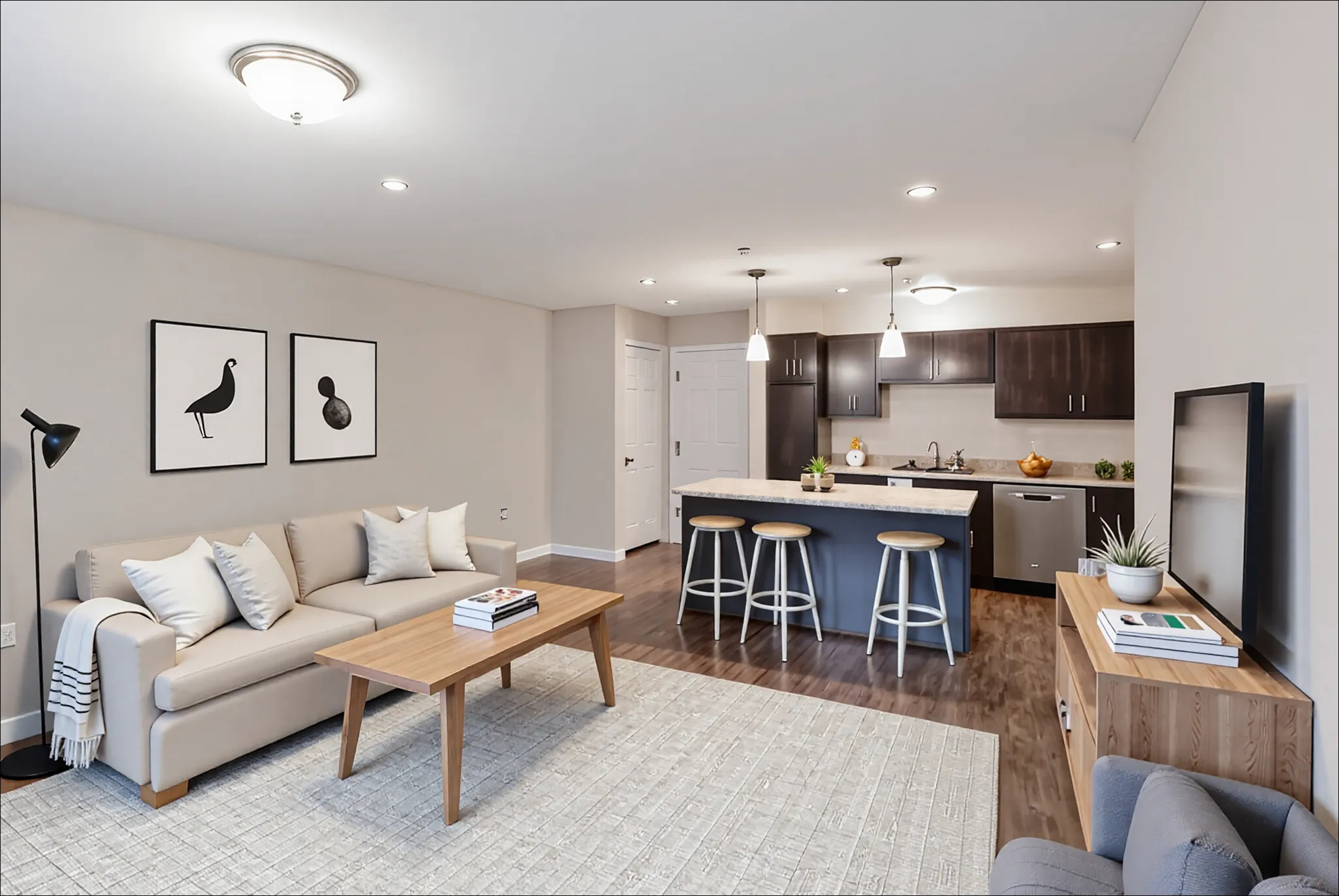 2 Bed 2 Bath - Miller - Living Room