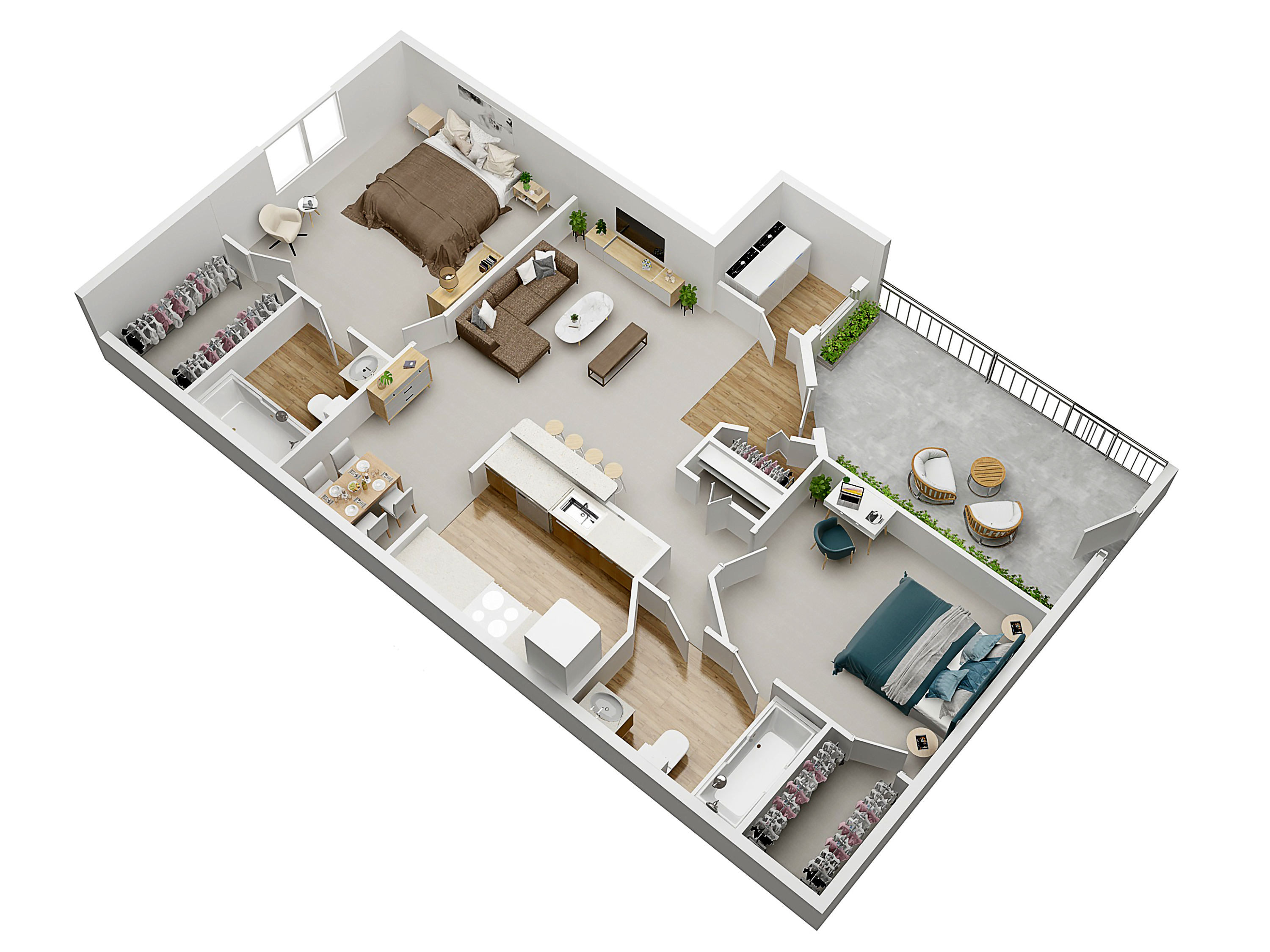 Floorplan Cypress for The Pines apartments in Orlando, Florida 2