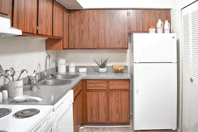 The Poseidon - 2 Bed 2 Bath - Kitchen (Flat Brown Cabinets)