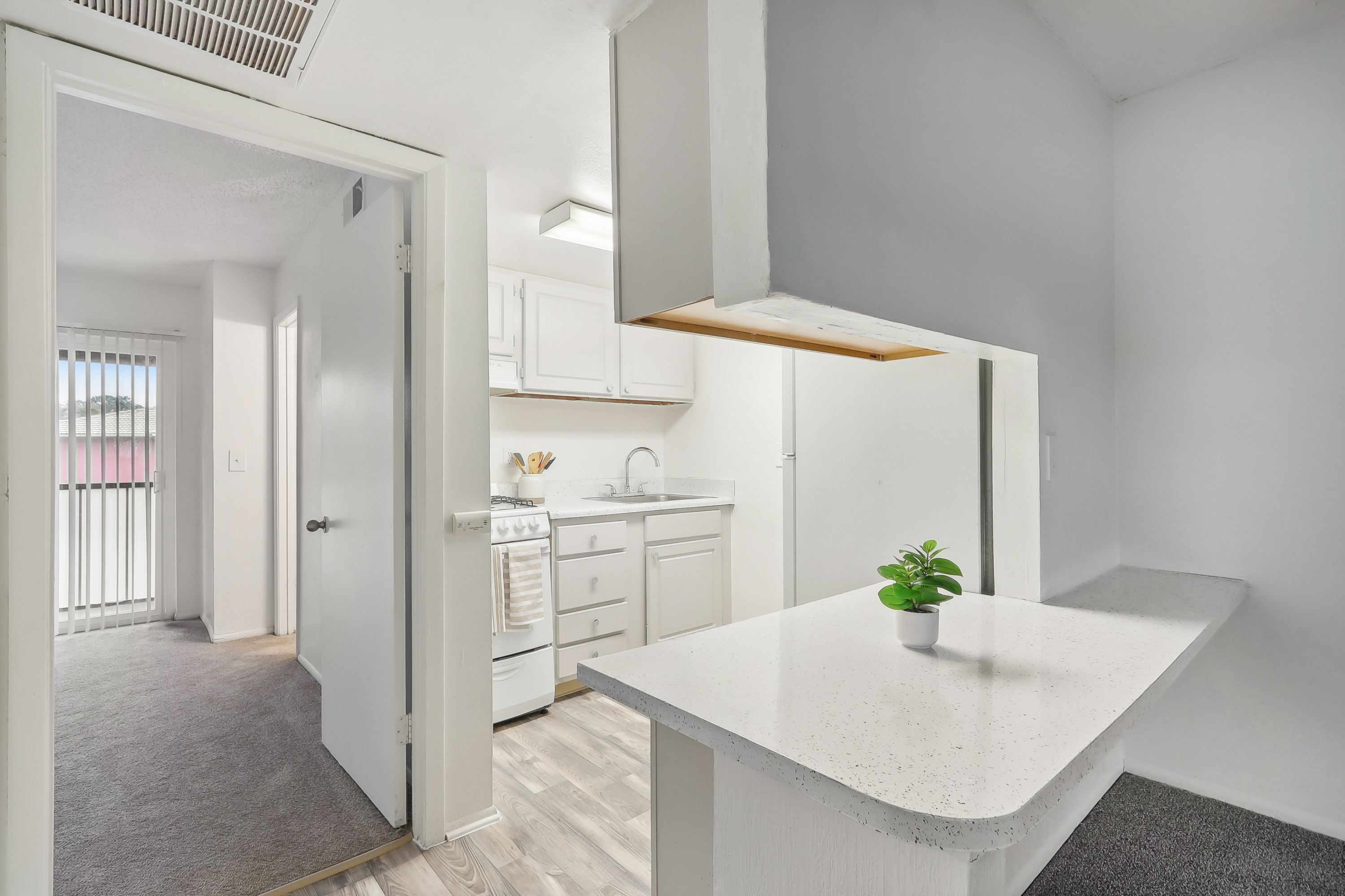 Aqua - 1 Bed 1 Bath - Kitchen - White Cabinet Style