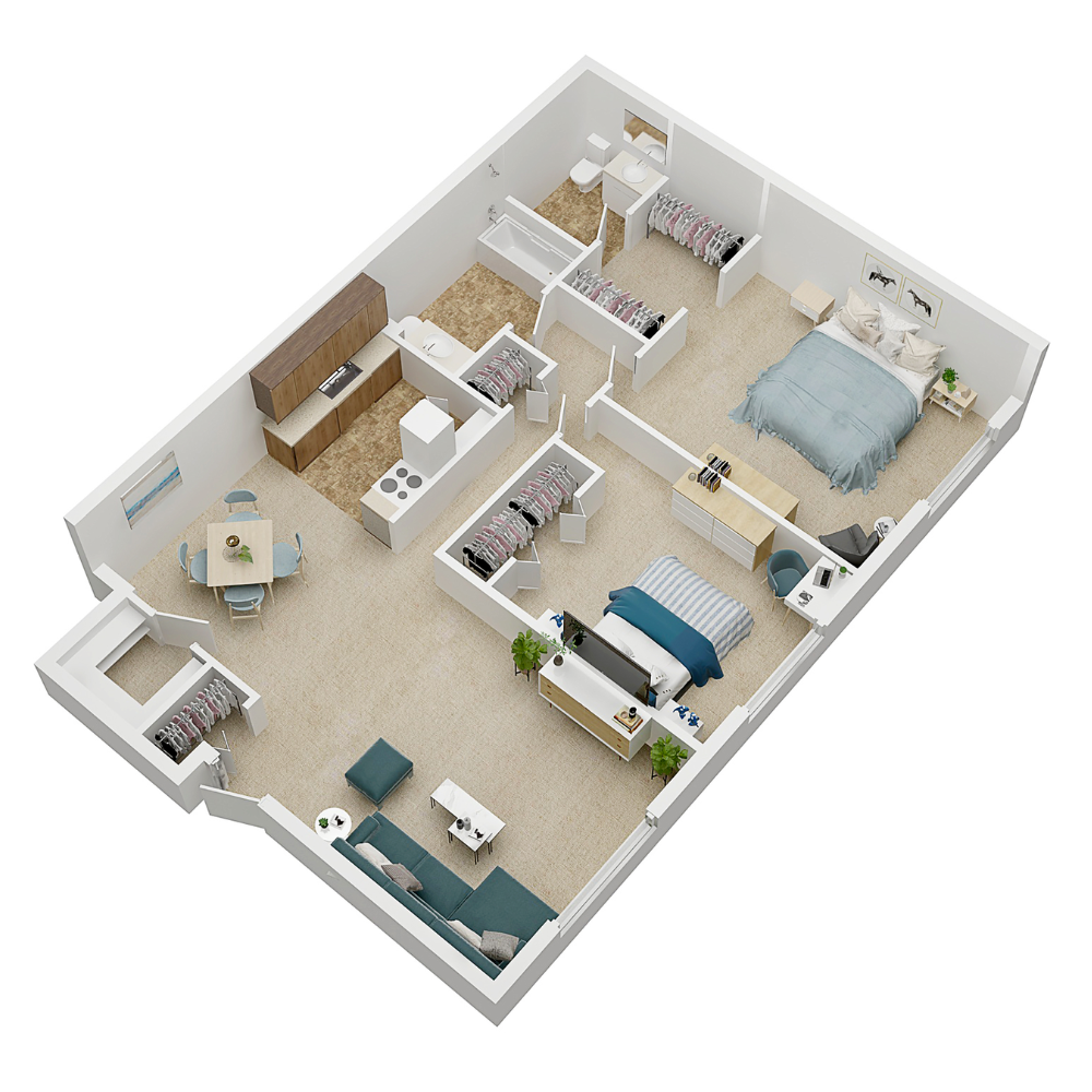 Floorplan Burns Park for Evergreen apartments in Ann Arbor, Michigan