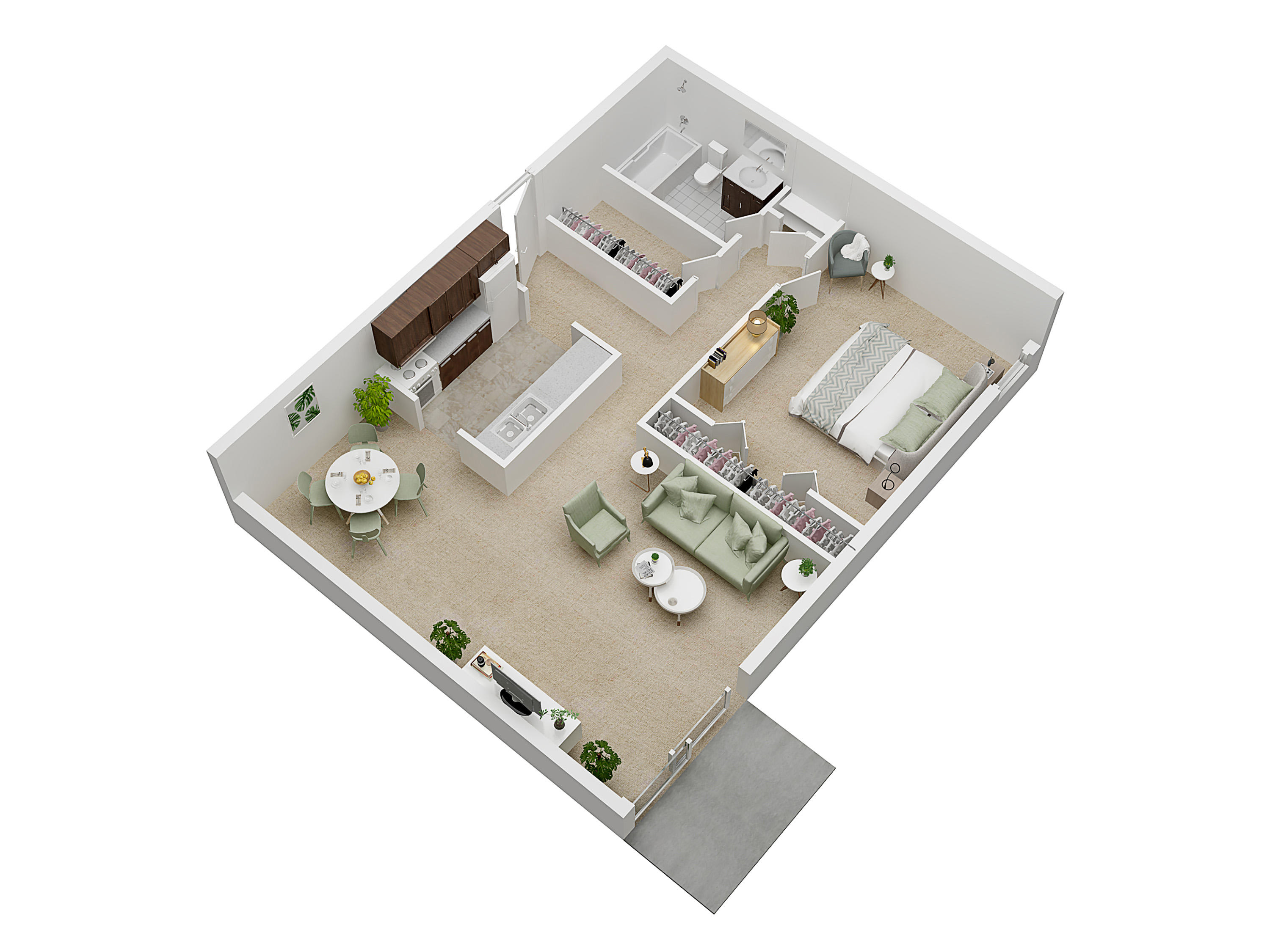Floorplan The Au Gres for Traver Crossing apartments in Ann Arbor