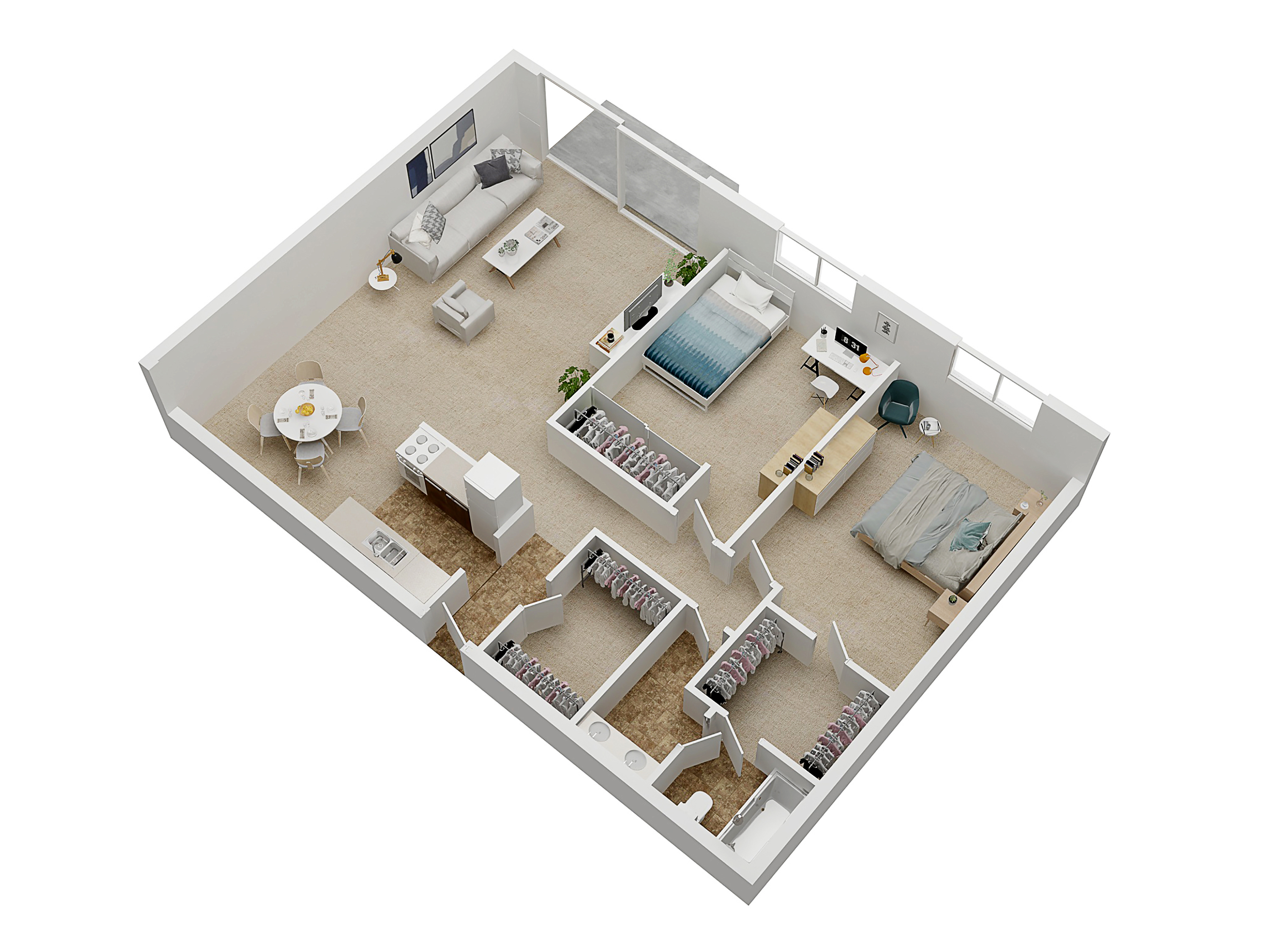 Floorplan The Archibald for The Villas apartments in Ypsilanti