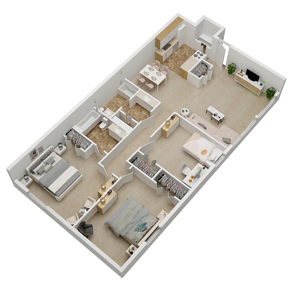 Floorplan Grand Merais for Glencoe Hills apartments in Ann Arbor
