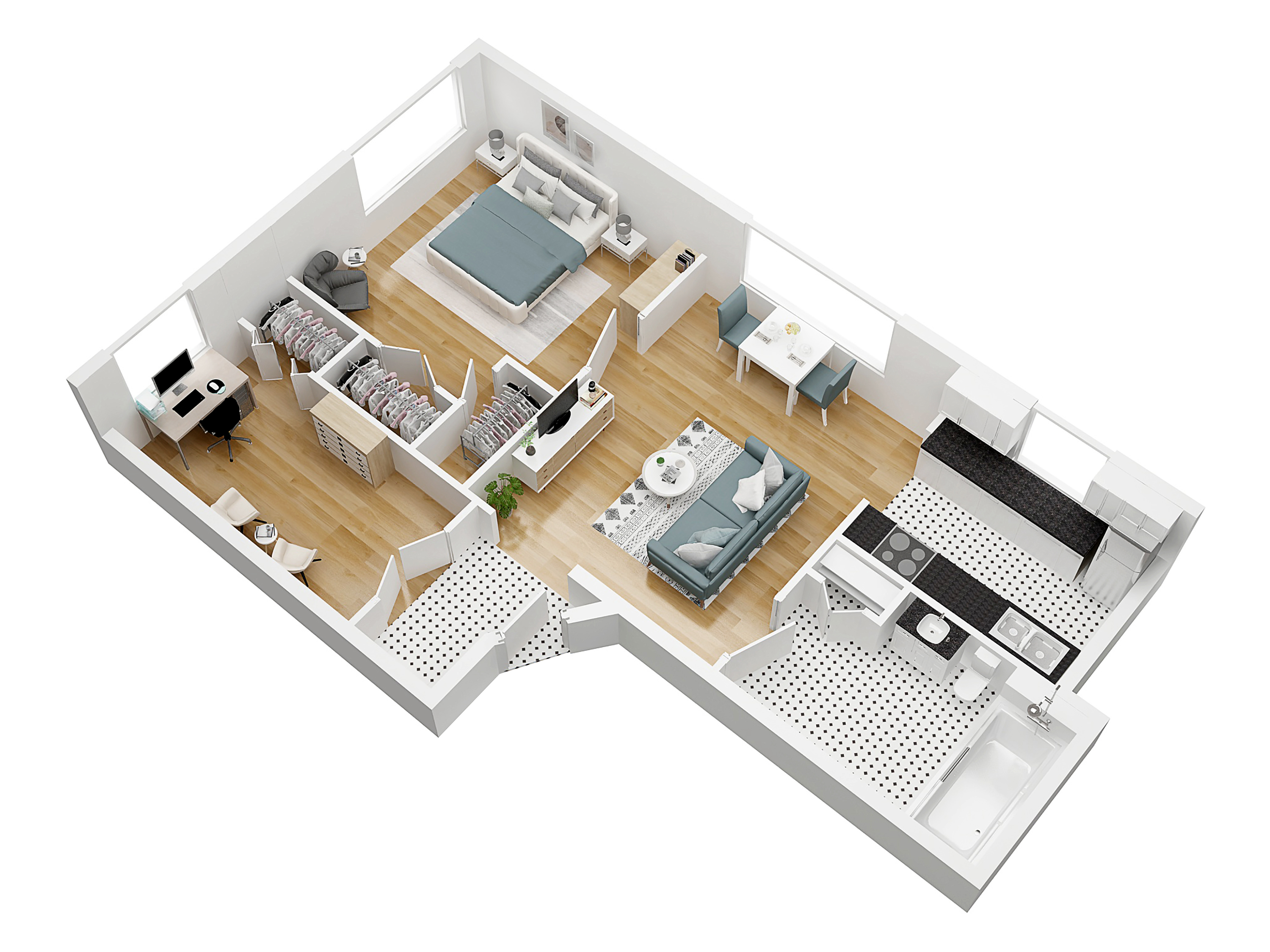 Floorplans for Olivia Flats apartments in Tampa, Florida 1 1 Bed