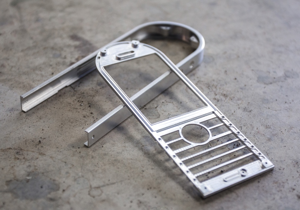 CNC aluminum part with "as machined" finish.