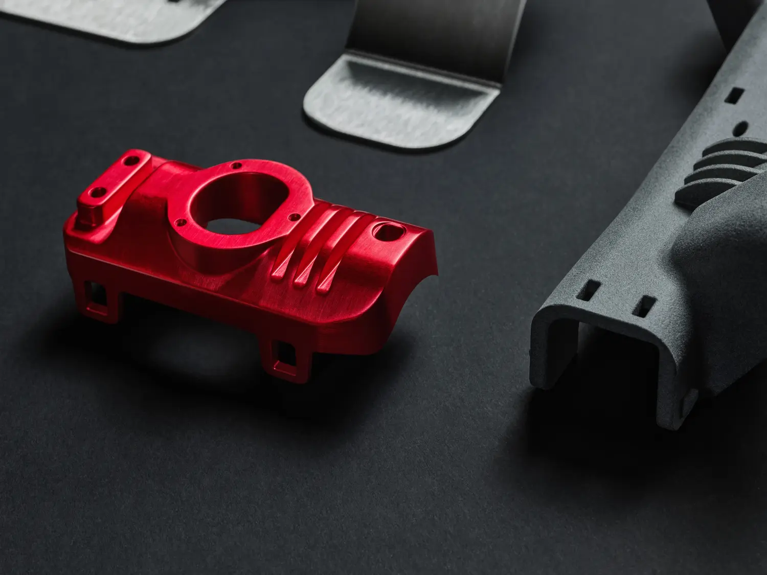 Anodized red CNC machined part