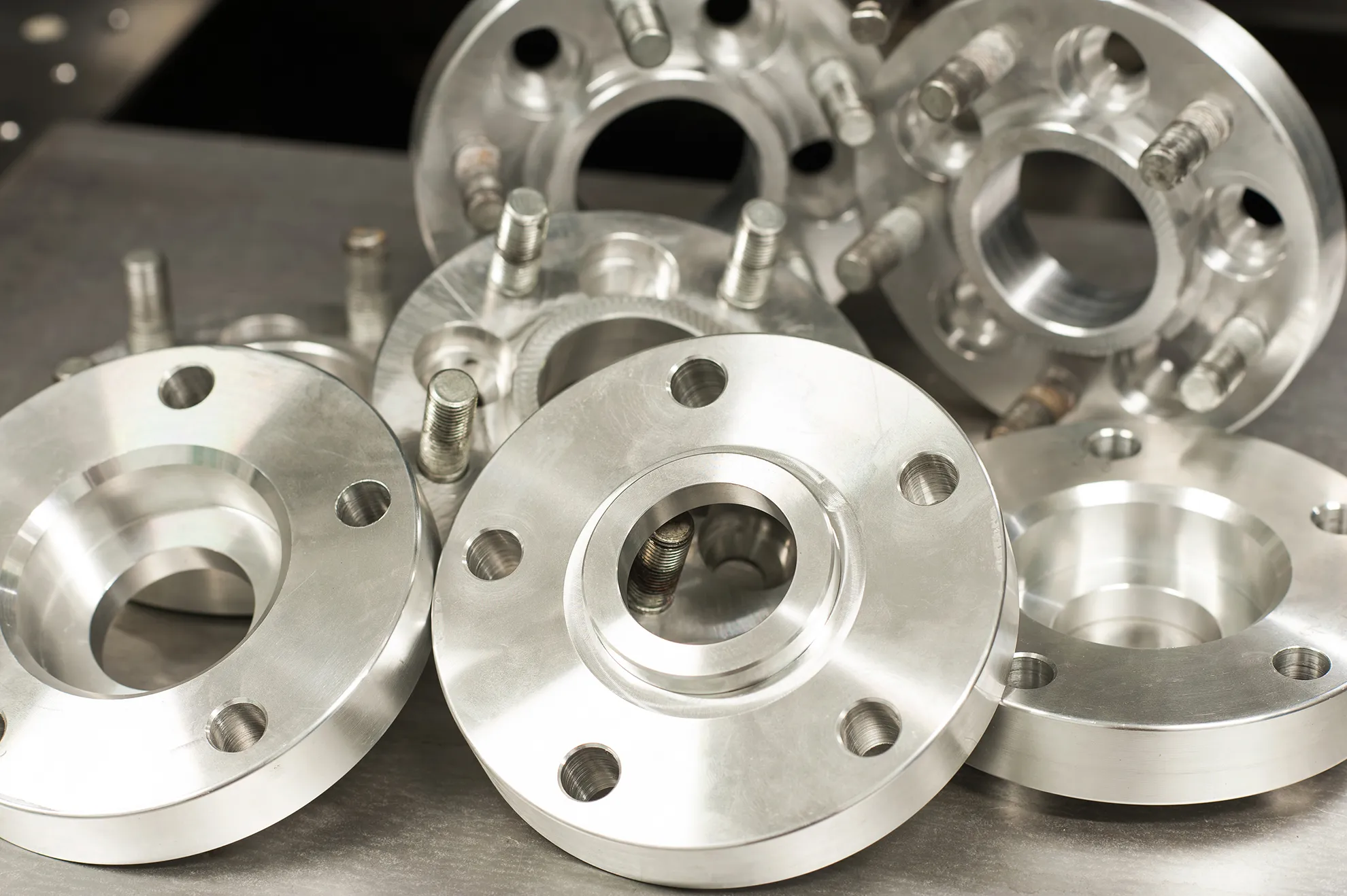 Metal mold of wheel spacers and bolts