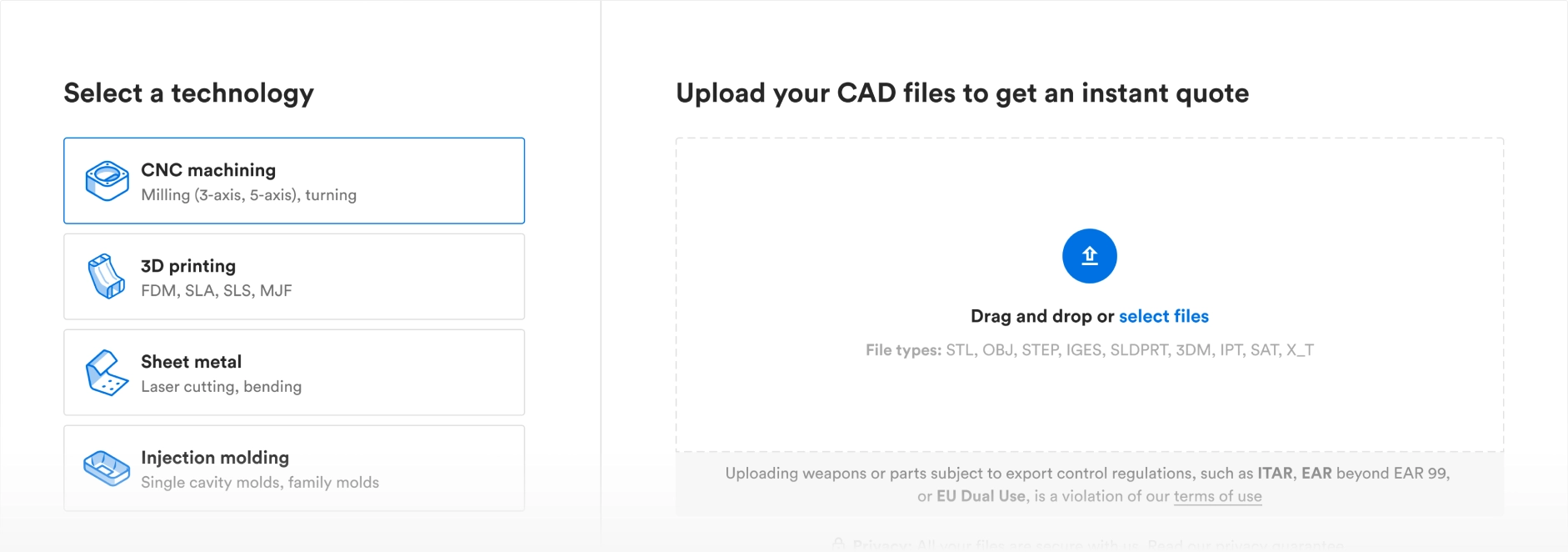Upload your CAD files