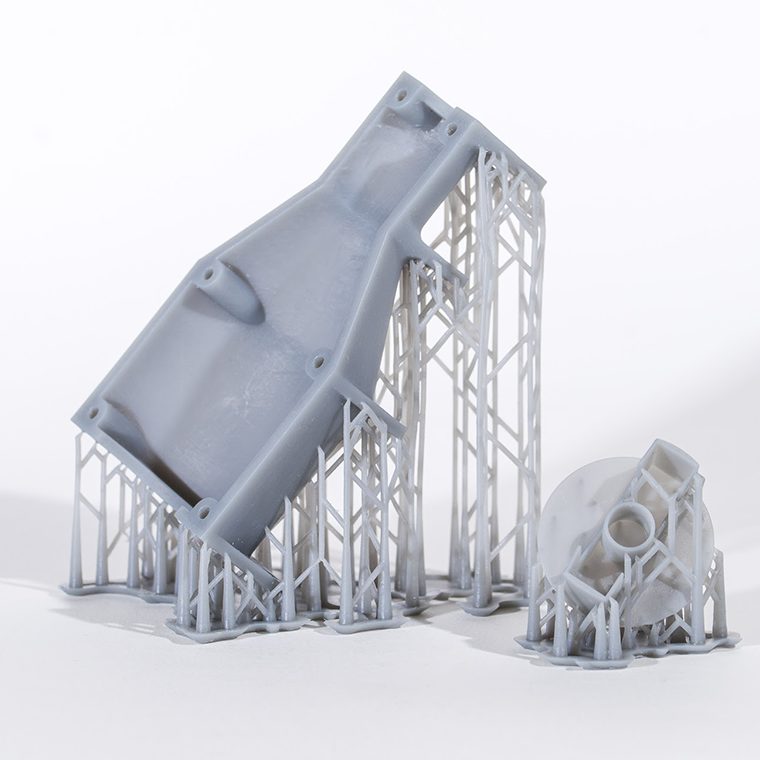 SLA resin prototype parts with printing supports