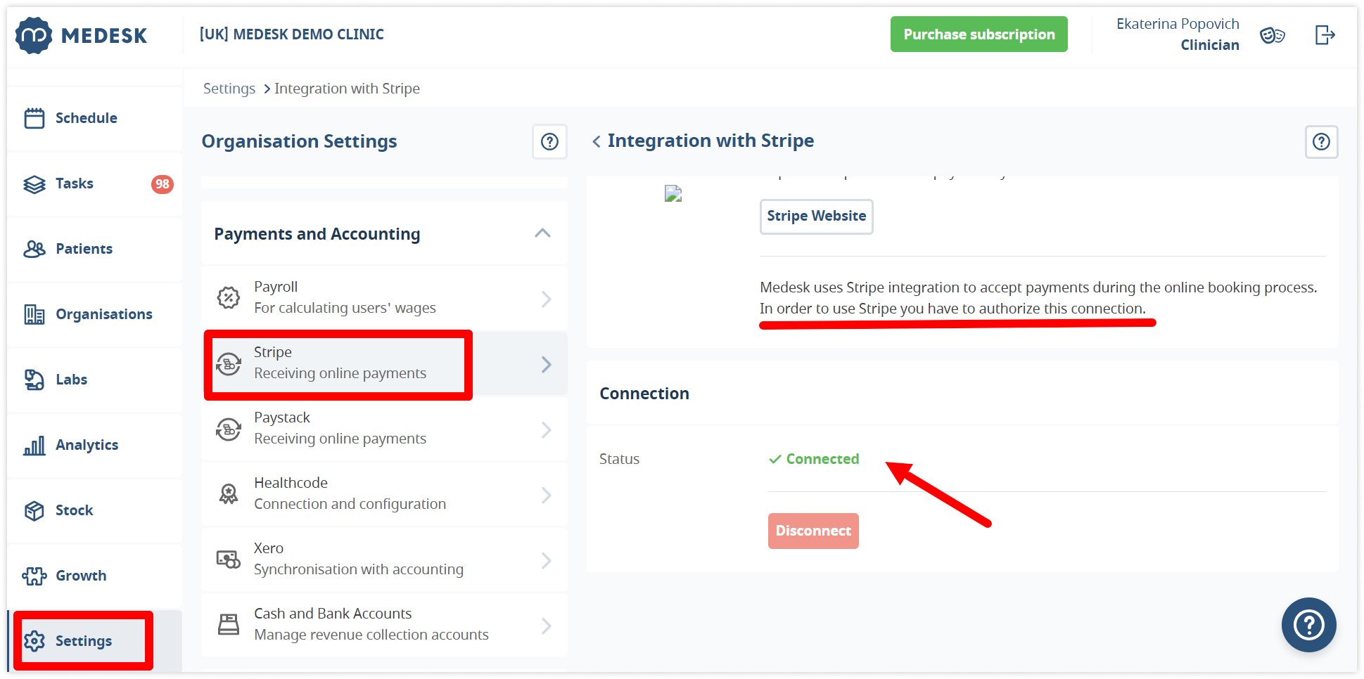 medesk-stripe-settings