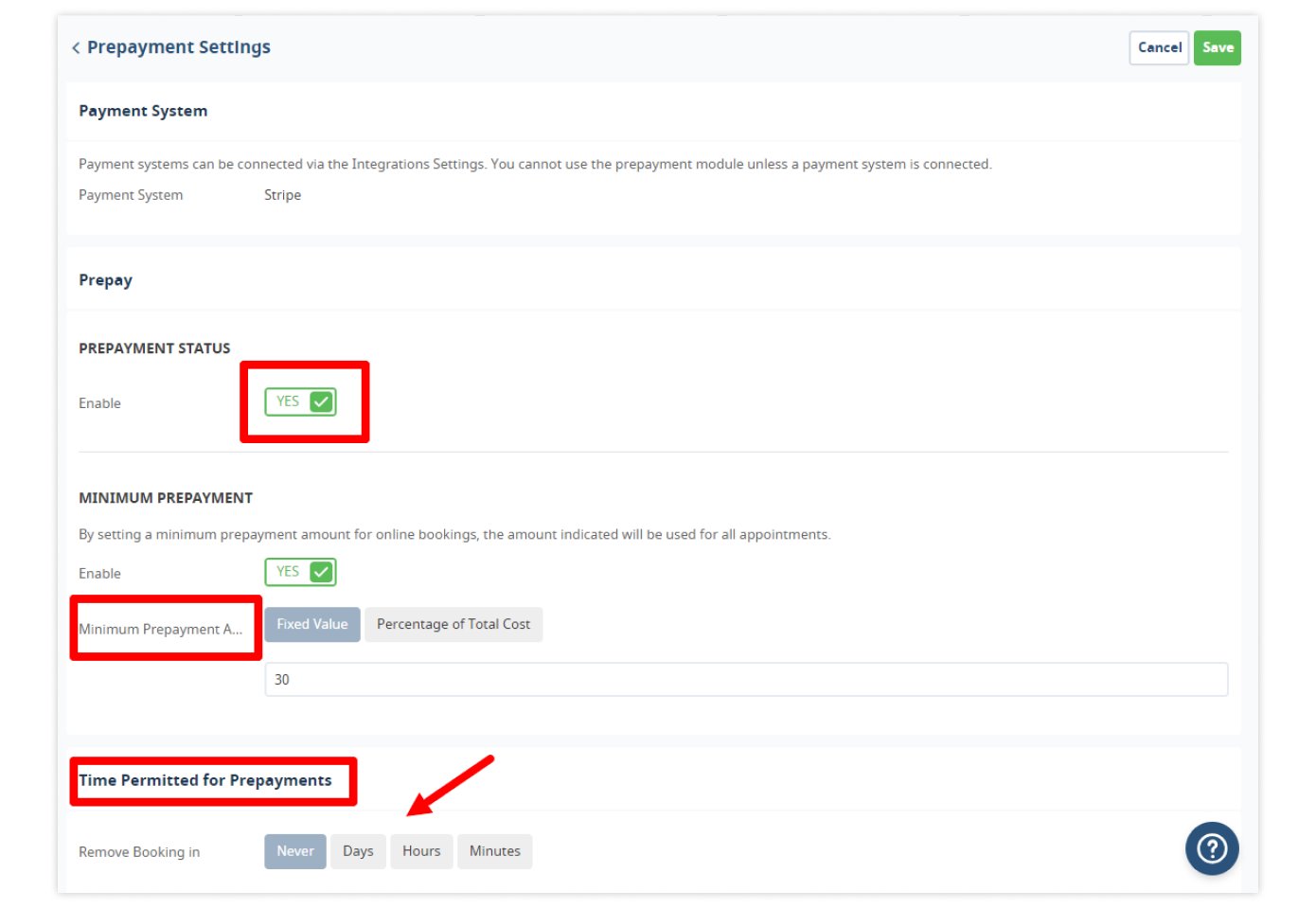 medesk-prepayment-settings