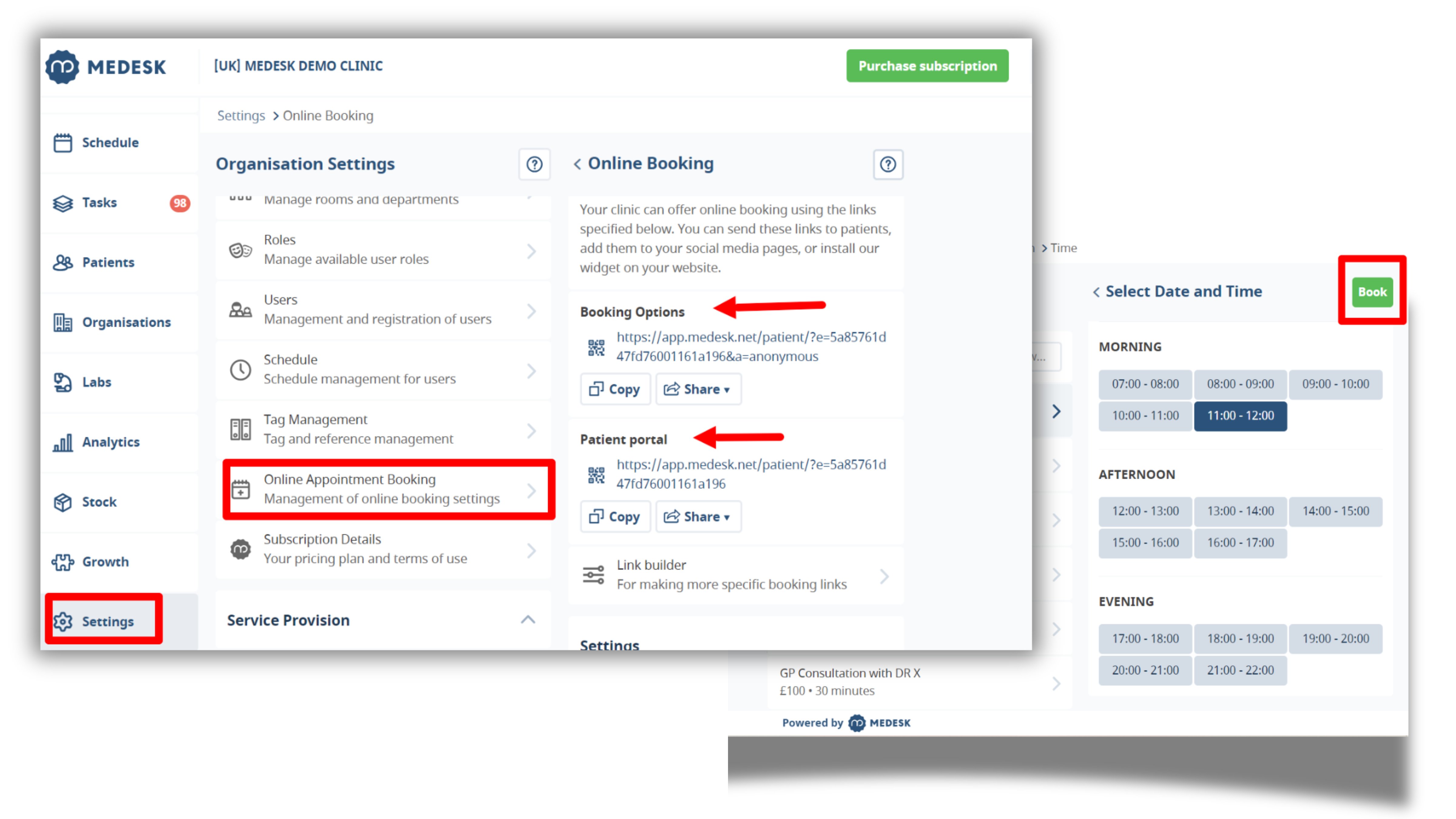 medesk-online-booking-settings