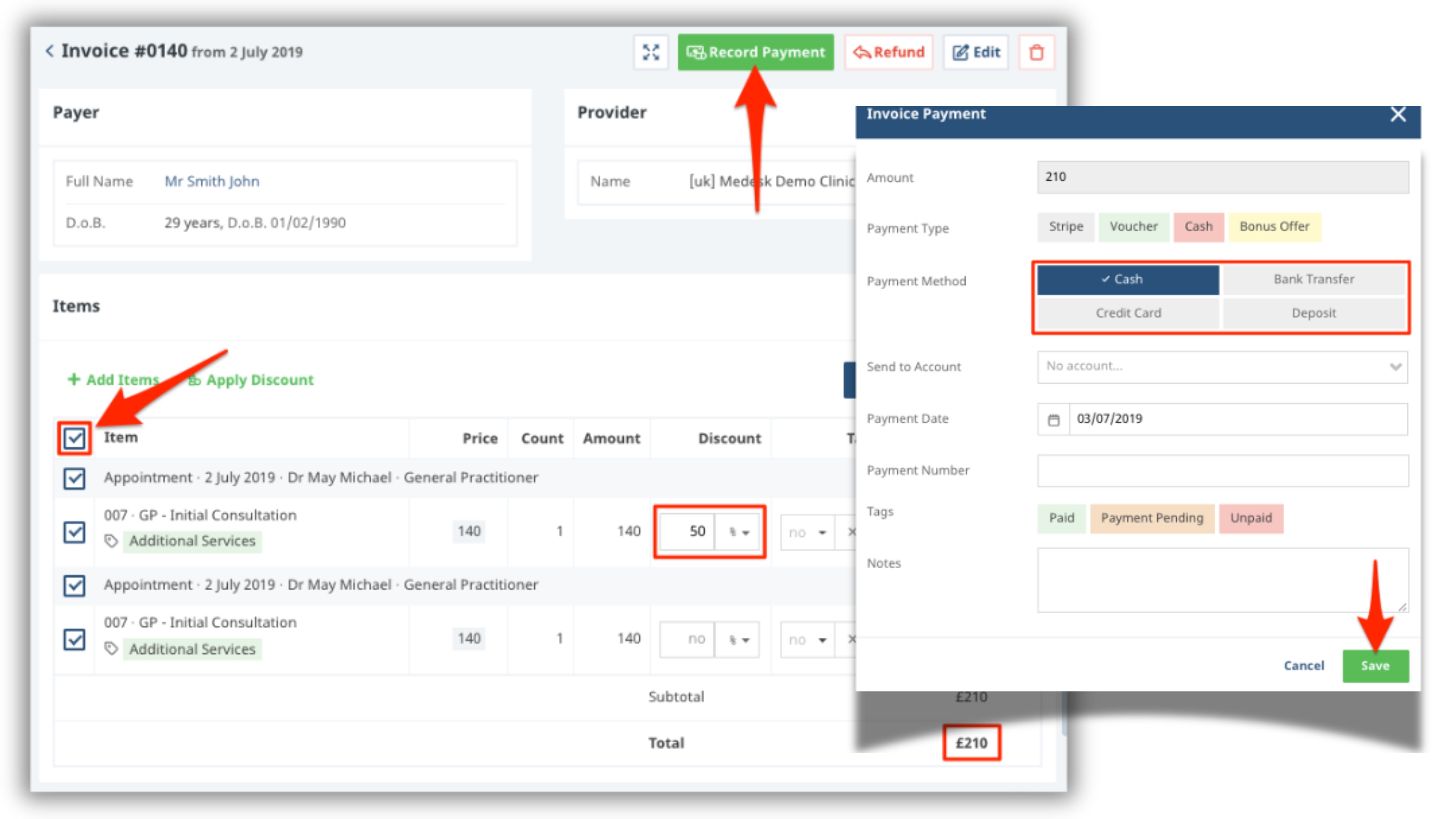 medesk-record-payment