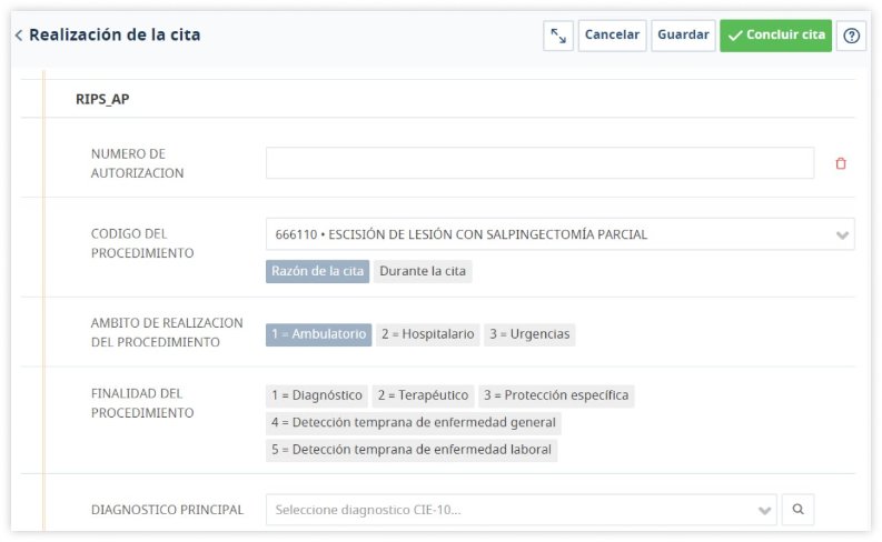 Realización de la cita