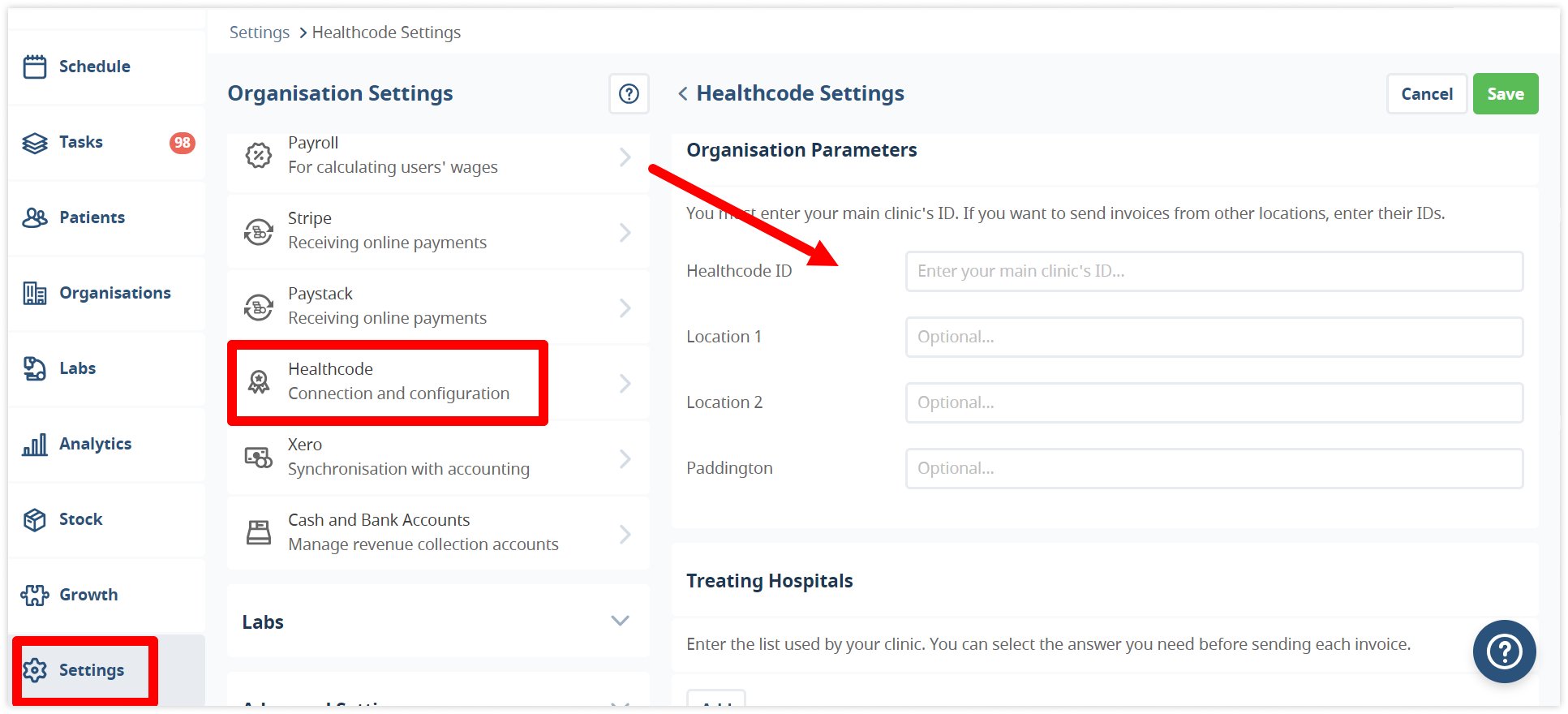 medesk-healthcode-settings