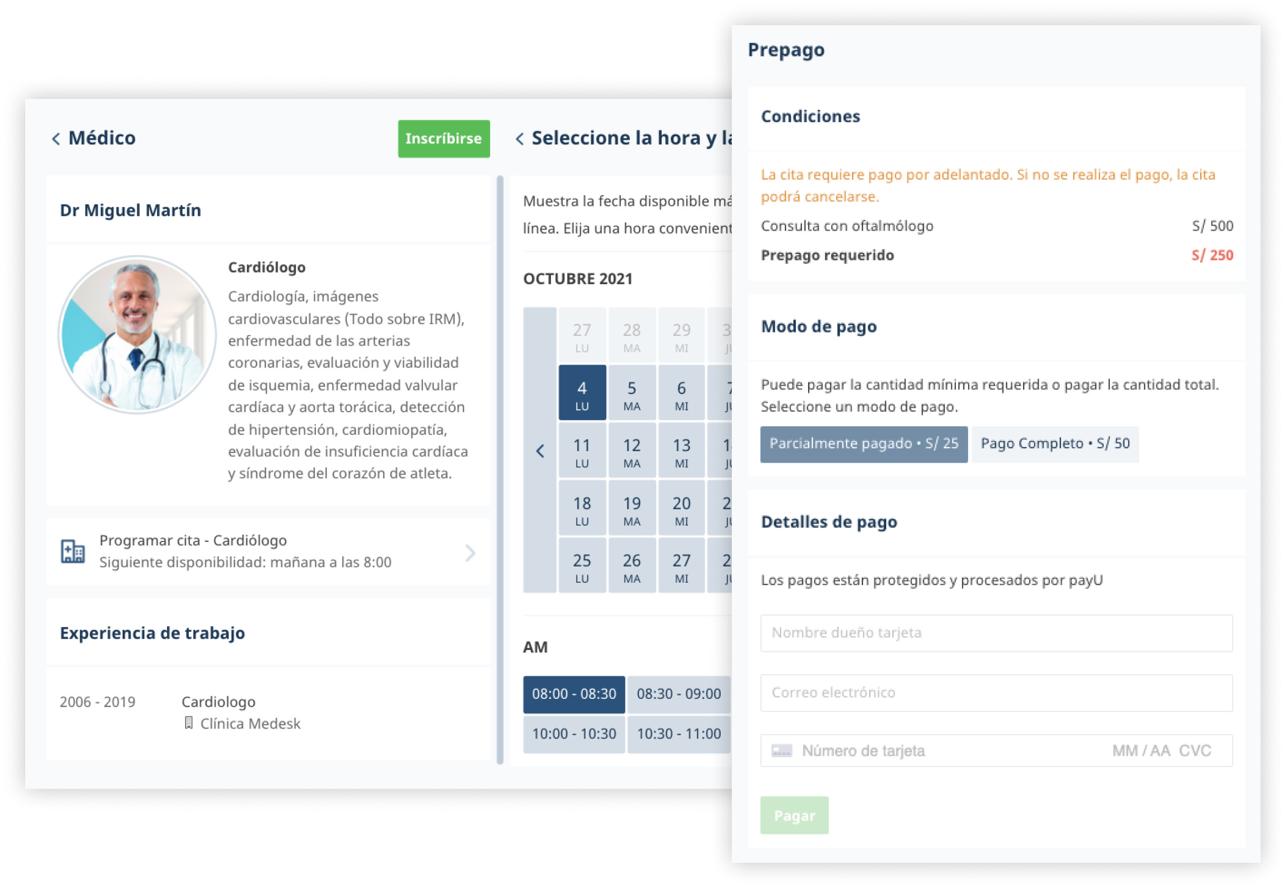 Realice pagos en línea directamente a través de software médico Medesk