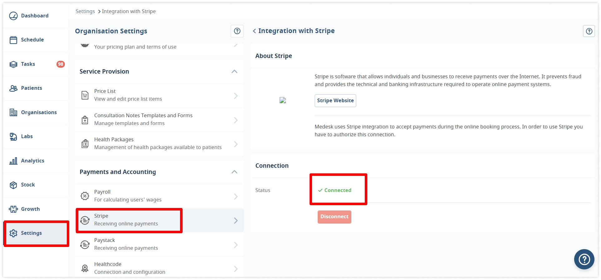 medesk-integration-settings