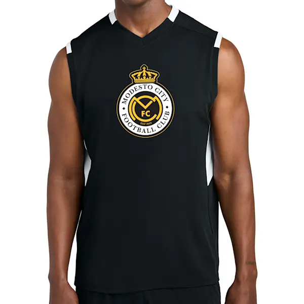 Club Sleevless V-Neck - ST441 - Black White