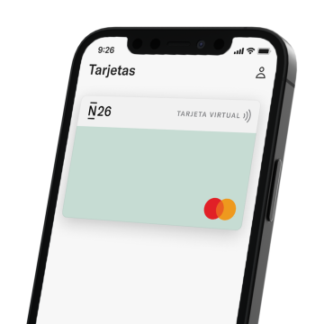 Imagen de la aplicación N26 con tarjeta virtual.
