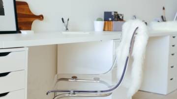 White chair in a home office.