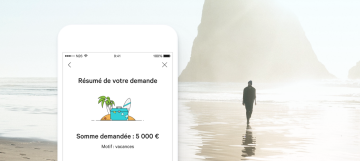 Application N26 superposée sur l'image d'une plage.