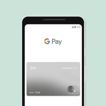 Google Pay mit einer N26 Karte auf einem Smartphone-Bildschirm.