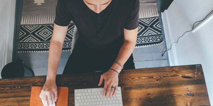 freelancer working at a table.