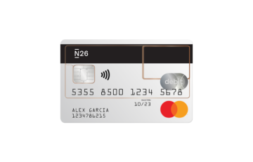 N26 - Cuenta bancaria - Tarjeta de débito Mastercard transparente gratuita.