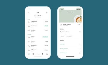 N26 app on a smart phone with a transaction history page.