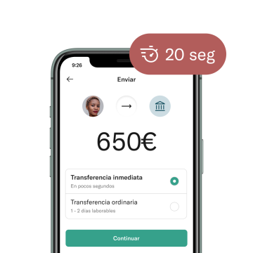 Aplicación de N26 mostrando la transferencia inmediata.