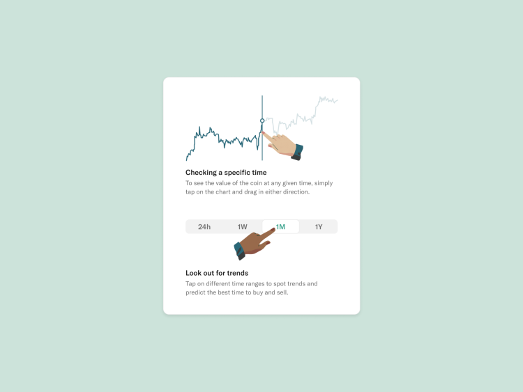 Illustration showing how to check the specific value of a crypto coin over time.