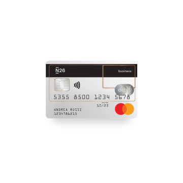 N26 Business Bank Account Free Standard see-through Mastercard Ddbitcard with cashback.
