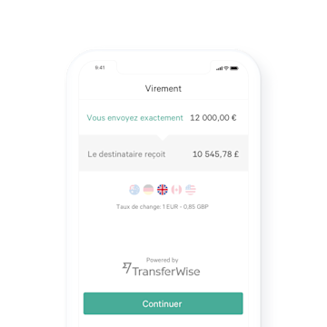 N26 Compte bancaire, exemple de transaction Transferwise.